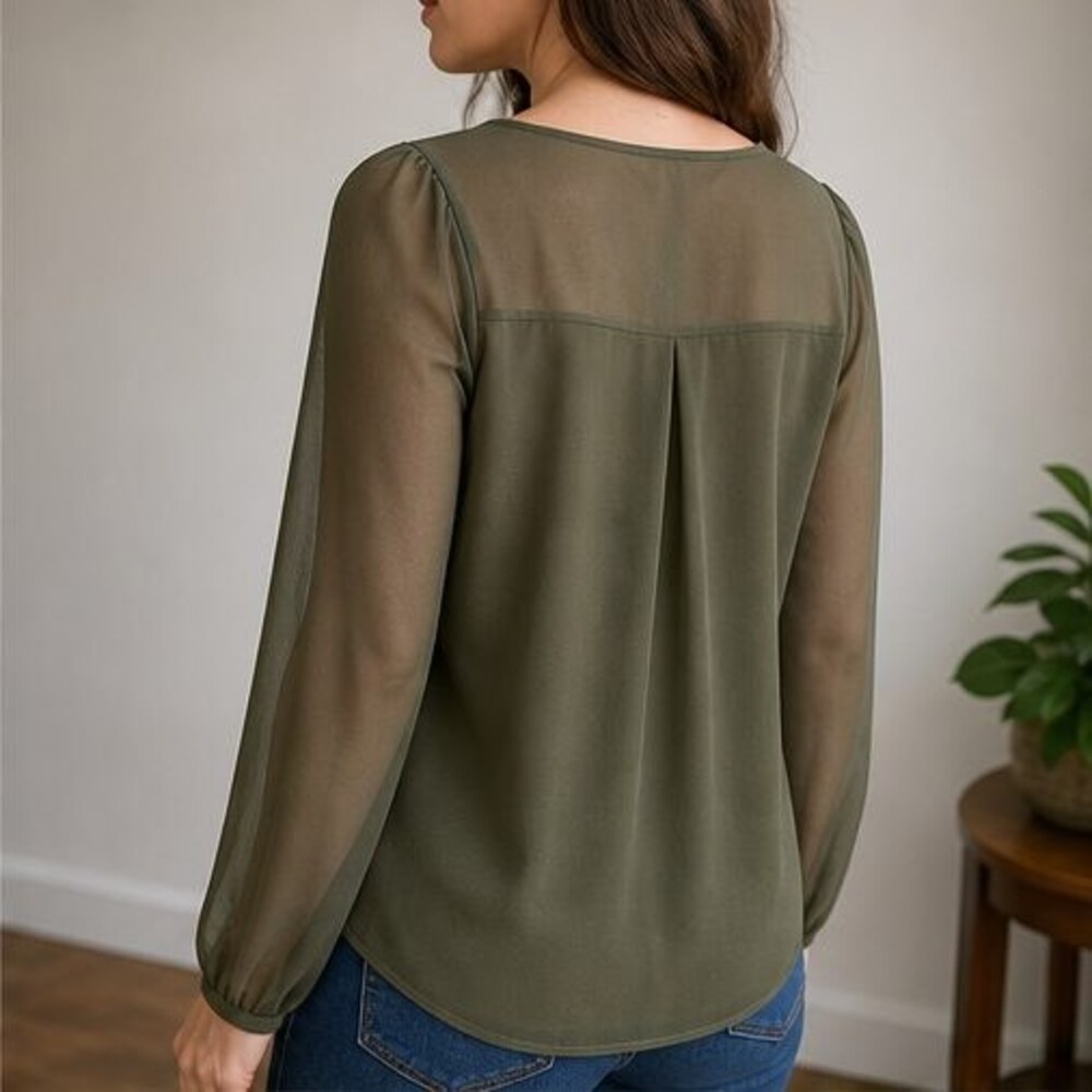 Olive Ruffle Blouse - Picture 3 of 6
